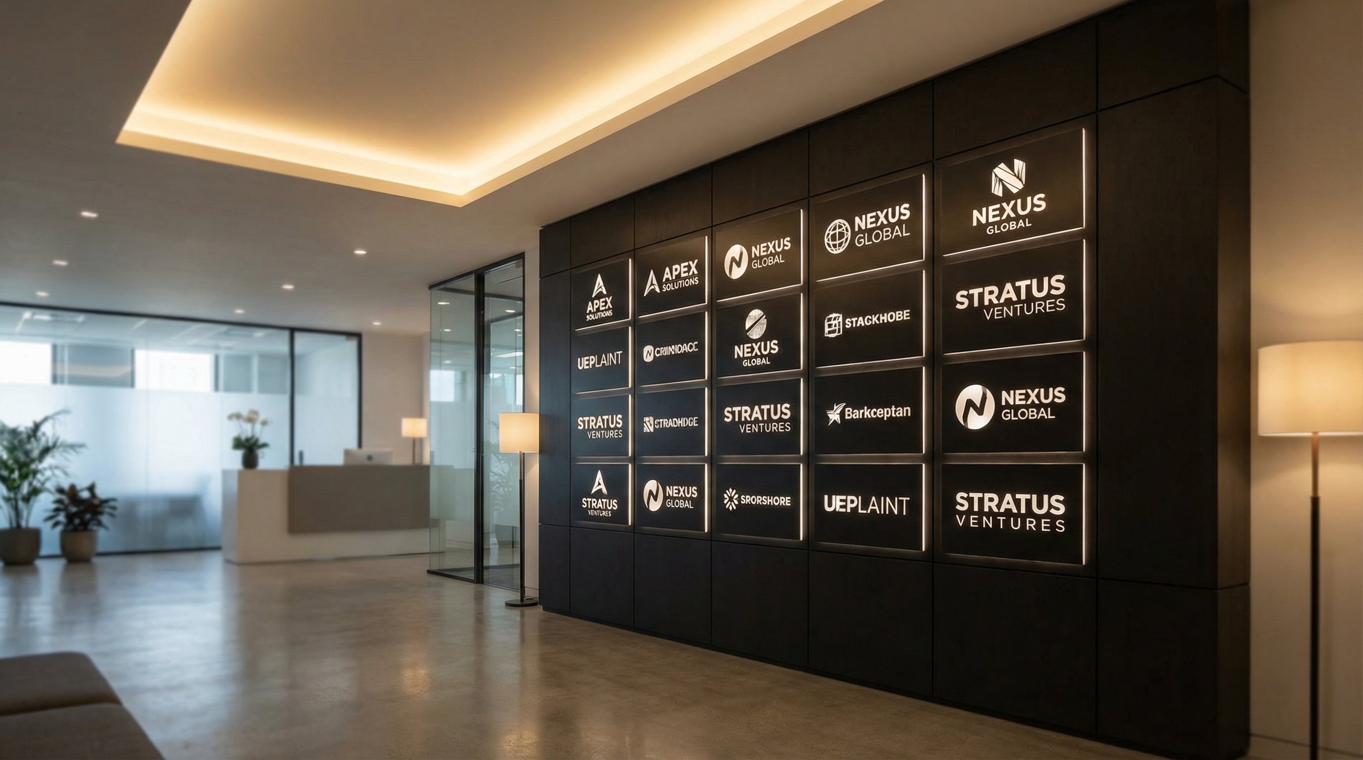 黄色仓库合作品牌Logo墙